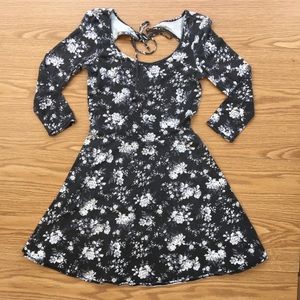 American Eagle Floral Skater Flare Open Back Dress